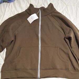 Brown Zip-Up Jacket 2XL